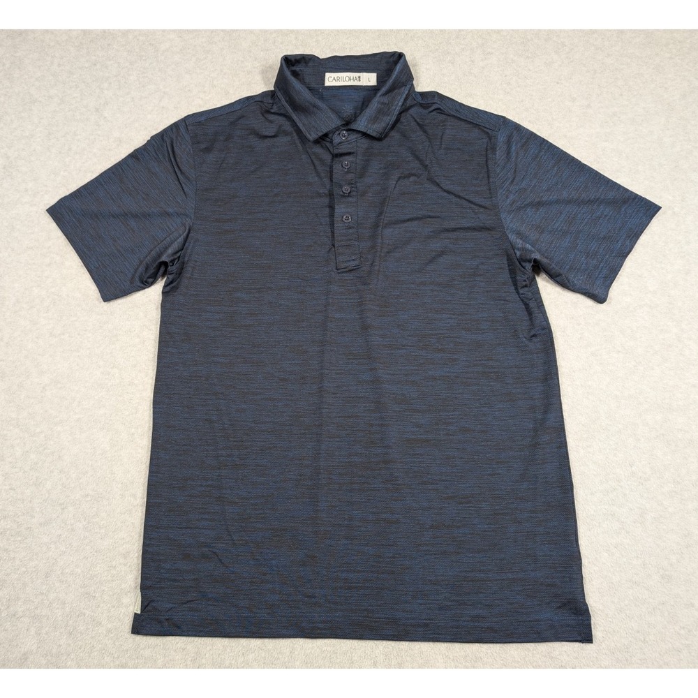 Cariloha Men Shirt Large Jacquard Heather Blue Polo‎ Bamboo Performance Golf